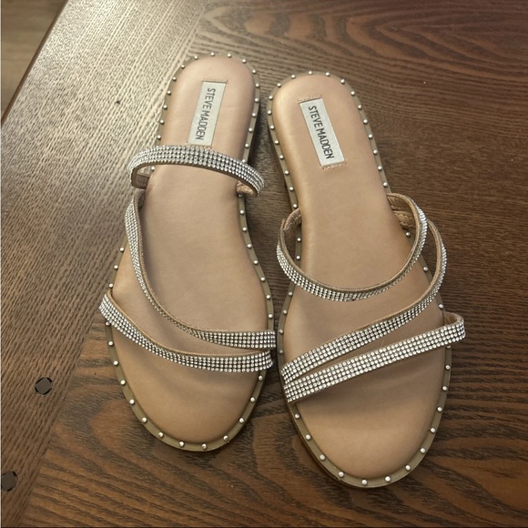 Steve Madden Beige Sandals with Rhinestone Straps - Picture 1 of 5
